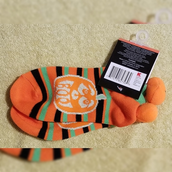 Totally Ghoul Pumpkin Socks Girls Shoe Size 6-8 - Picture 2 of 3